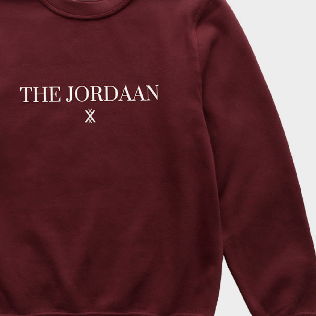 Close up The Jordaan Amsterdam Unisex Sweatshirt, aroon